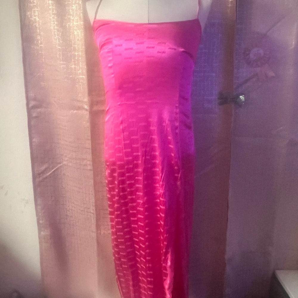 SKIMS Hot Pink Satin Maxi Dress